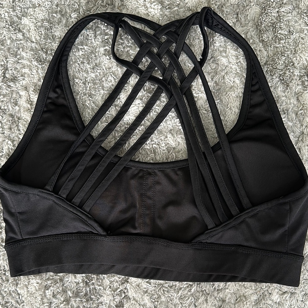Cascade Blue Black Strappy Sports Bra - Picture 3 of 5